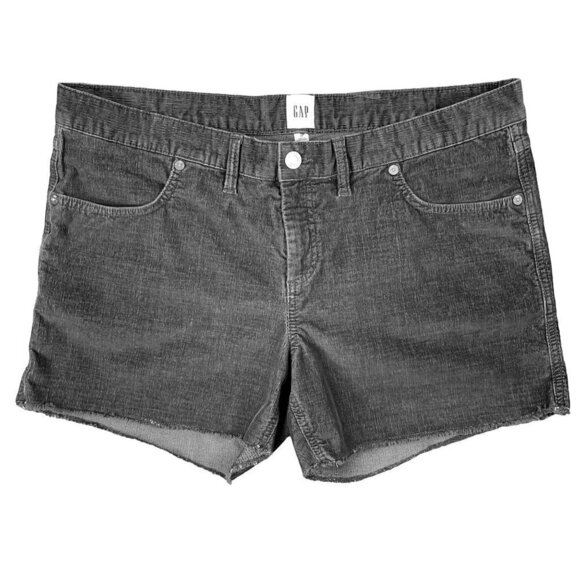 Gap SIZE 14 Charcoal Gray Small-Rib Raw Hem Corduroy Shorts, 4-Inch Inseam - Picture 1 of 5